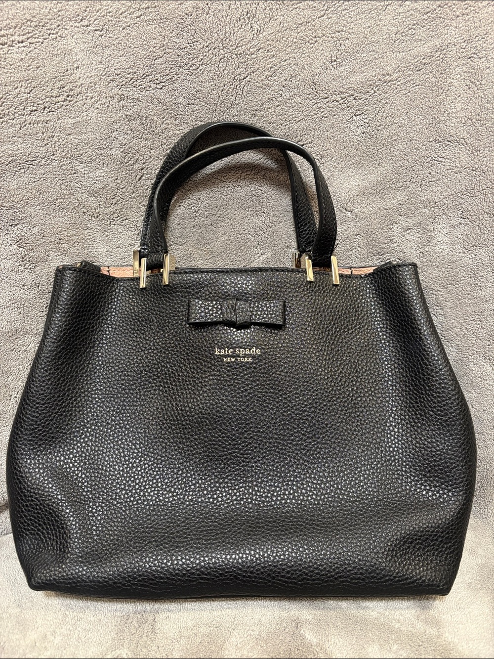 kate spade Black Pebbled Leather Satchel with Bow